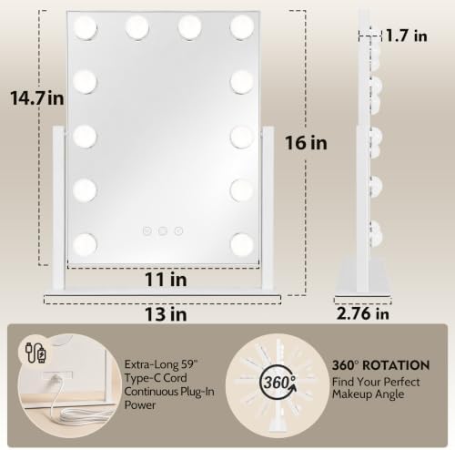 ROLOVE 13x16 inch Hollywood Vanity Mirror - Image 2