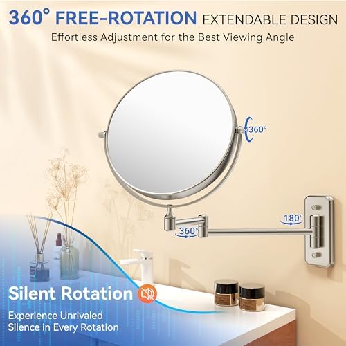 Auxmir 8" Double-Sided Wall-Mounted Makeup Mirror, 1X/30X Magnifying Mirror - Image 3