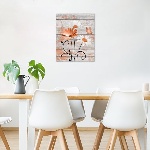 HVEST Farmhouse Orange Floral Wall Art - Image 3