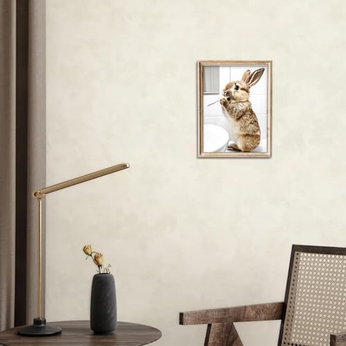 uniro Funny Bathroom Wall Art Prints, Cute Rabbit Brushing Teeth Bathroom - Image 7