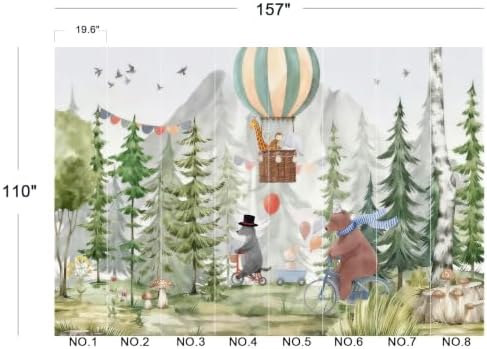Cute Watercolor Forest Animals Hot Air Balloon Kids Wallpaper Peel & Stick - Image 5