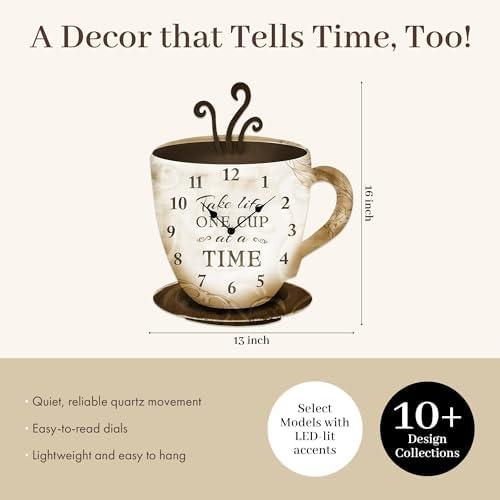 Young's Wood Take Life Coffee Wall Clock, Decorative Kitchen Wall Clock - Image 3