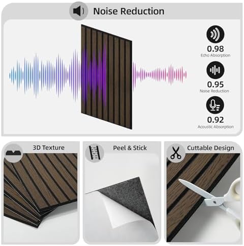 WADILE 16 Pack Self Adhesive Acoustic Wall Panels in Wood Look 11.8"x15.7" - Image 2