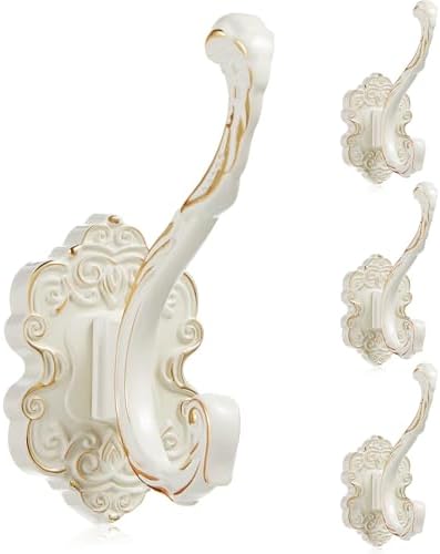 Zonon 4 Pcs White Vintage Antique Coat Hooks Wall Mounted by Zonon