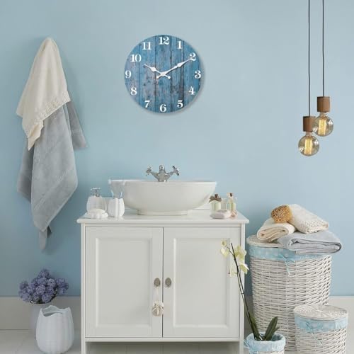 XFM Large Farmhouse Wall Clocks Battery Operated 20 Inch Blue - Image 3