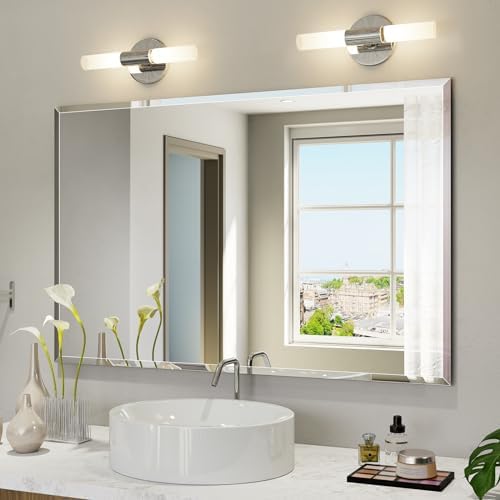 Frameless Bathroom Mirror 30"x48", Beveled Bathroom Mirror by Mestikits