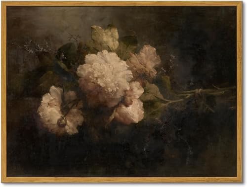 KBKBART Framed Moody Floral Wall Art, Gothic Dark Flower Painting 16x24inch by KBKBART