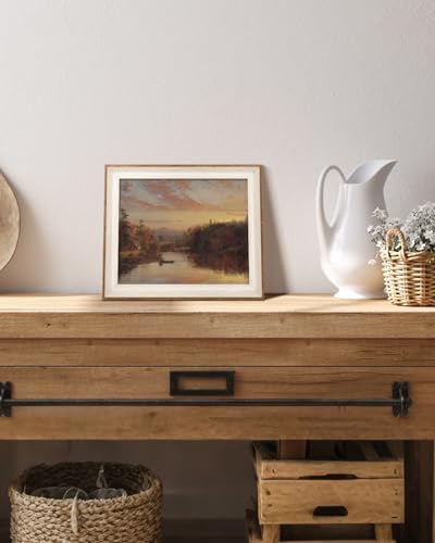 VIYYIEA Framed Dusk Lake Wall Art, Vintage Fall Landscape Print, 12×10 Inch - Image 6