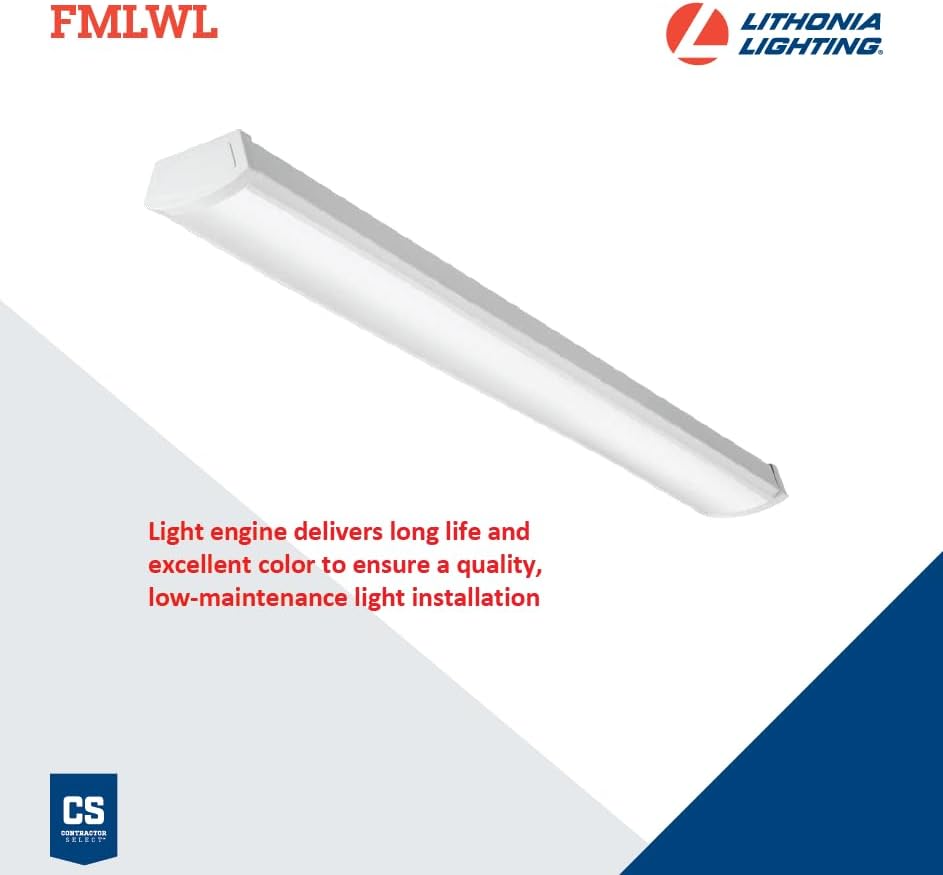Lithonia Lighting 4 Foot LED Light Fixture, Low-Profile LED Wraparound Flush - Image 4