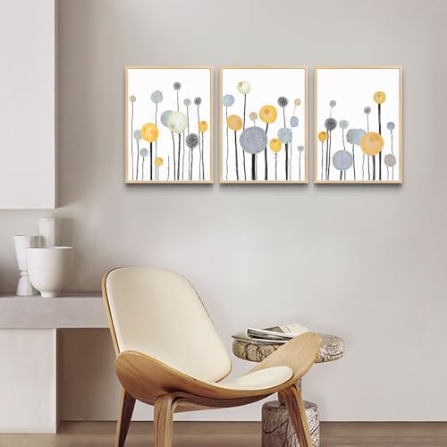 MHARTK66 3 Piece Natural Wood Framed Abstract Watercolor Painting Wall Art - Image 5