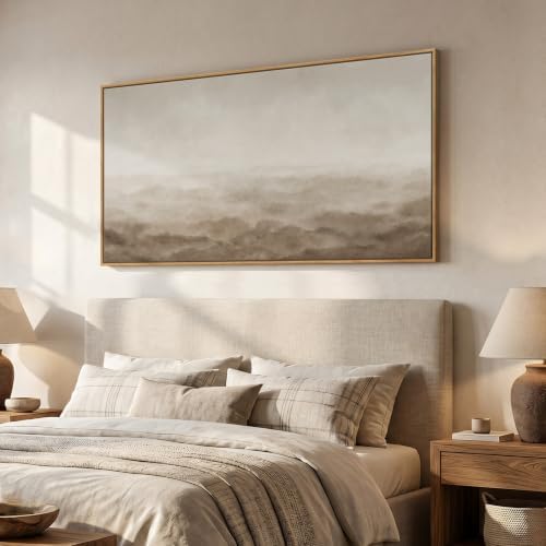 Large Framed Neutral Beige Brown Abstract Wall Art - Image 2