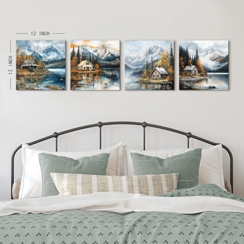 Fall Mountain Wall Art Nature Forest Pictures Lake Wall Decor Autumn Lakeside - Image 2