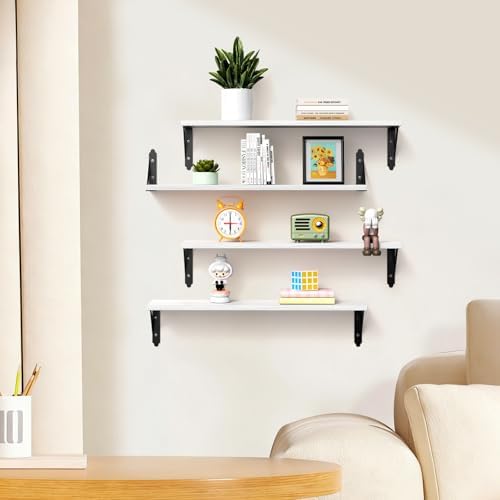 ROMGUAR CRAFT Wood Wall Floating Shelves Set of 4, 23.6" x 6" - Image 4