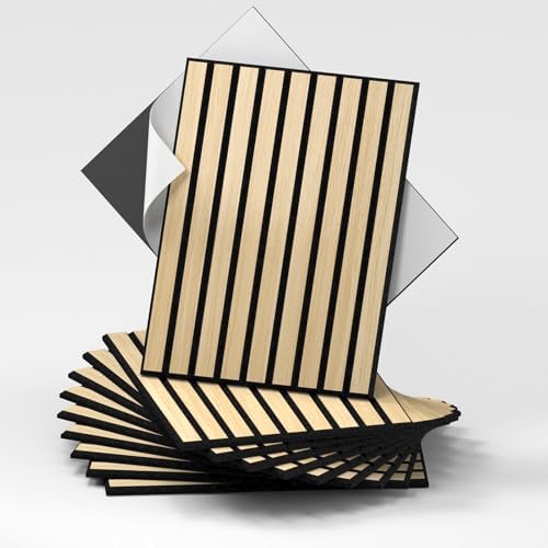 WADILE 8 Pack Self Adhesive Acoustic Wall Panels in Wood Look 11.8"x15.7" by WADILE