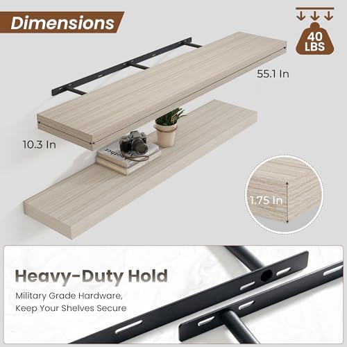 Heimlove Floating Shelves 55.1" W x 10.3" D Grey Set of 2 - Image 3