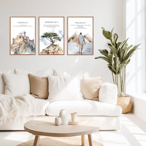 CHDITB Christian Bible Verse Framed Canvas Wall Art Set, Scripture Prints - Image 2