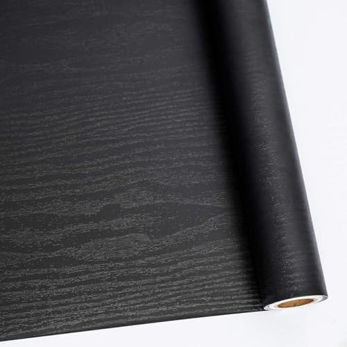 Abyssaly Black Wood Contact Paper Peel and Stick Wallpaper by Abyssaly