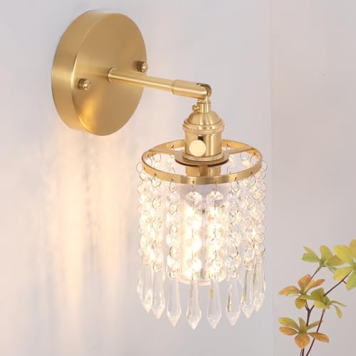 Shenmoyl Crystal Battery Operated Wall Sconce, Rechargeable Battery Powered by Shenmoyl