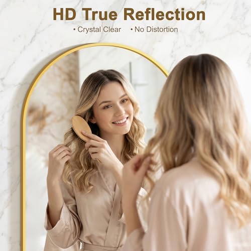 FGU Arched Bathroom Mirror for Over Sink 36"x24" Gold Vanity Mirror - Image 3