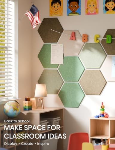 Fluxynara 8-Pack Hexagon Felt Bulletin Board Tiles, Moss Haven - Image 5