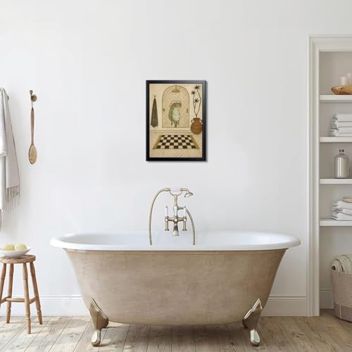 Funny Frog Bathroom Wall Art, Cute Frog Picture Wall Decor, Bathroom Animal - Image 2