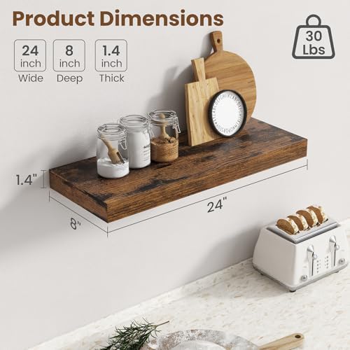 24 Inch Floating shelves for Wall, 8 Inch Deep, Invisible Brackets - Image 3