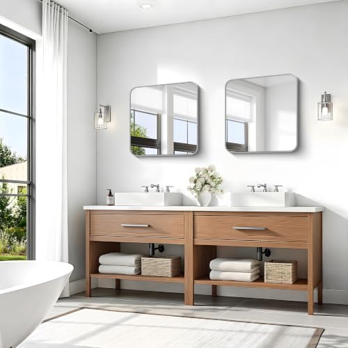 KOCUUY Silver Bathroom Mirror, 24x24 Inch Bathroom Mirror - Image 3