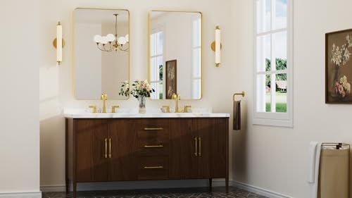 Keonjinn 40 x 24 Inch Gold Bathroom Mirrors - Image 2