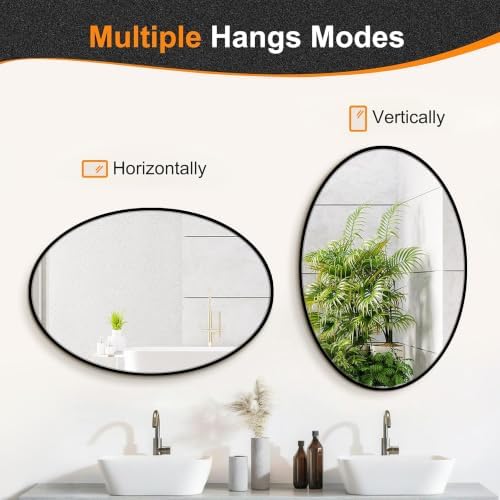 Delma 38x26 Black Oval Bathroom Mirror - Image 5