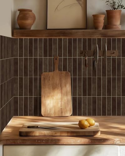 MORCART 10PCS Thicker Design Peel and Stick Backsplash, 11.8" x 11.8" Brown - Image 2