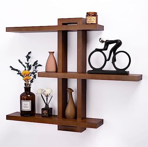 yaqew Variable Floating Shelves Wood Set of 3, Cube Wall Mounted Shelves 28.35" by Yaqew
