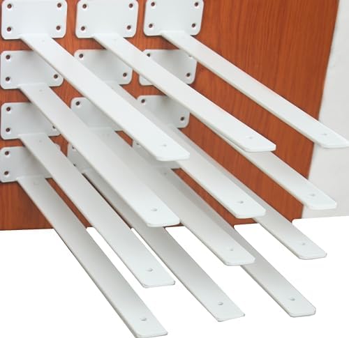 12 Pack - 16 inch White Hidden L Shelf Bracket Iron Floating Shelf Brackets by MHMYDZ