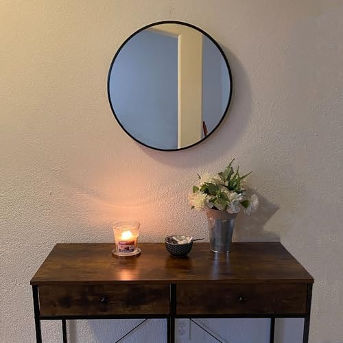 Oruii Small Round Mirror, 16 inch Circle Mirror, Matte Black Metal Frame - Image 5