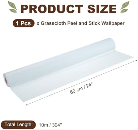 uxcell Grasscloth Linen Textured 60cmx10m/24x394 Thicker Peel Pale Blue - Image 2