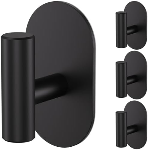 Aikzik Black Adhesive Hooks Heavy Duty-Max 26lb, Wall Hooks by Aikzik