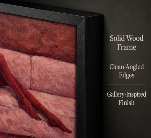 Framed Abstract Fashion Woman Canvas Wall Art, Cool Girl In Sofa Pink Ruby - Image 4