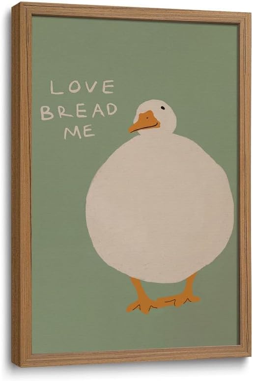 Framed Kitchen Wall Art Funny Goose Wall Decor Whimsical Animal Canvas by Unknown