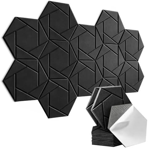 Waister 12 Pack Hexagon Acoustic Panels 12" X 10" X 0.38" by Waister