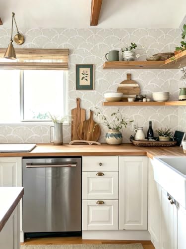Dimoon Peel and Stick Wallpaper Boho Beige Contact Paper Neutral Cottage - Image 4