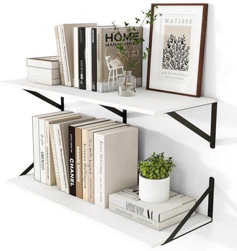 Heimlove 32W x 12D Deep Floating Shelves Set of 2 White by Heimlove