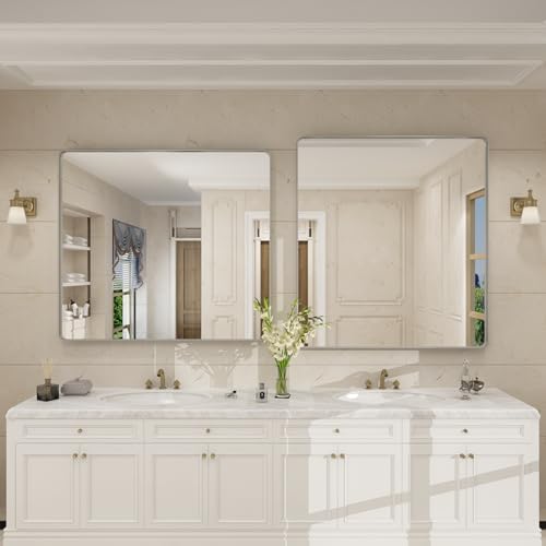 40x36 Inch Brushed Nickel Bathroom Mirror - Image 6
