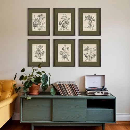 Vintage Floral Wall Art Sketch Flower Prints Antique Botanical Canvas Wall Art - Image 7