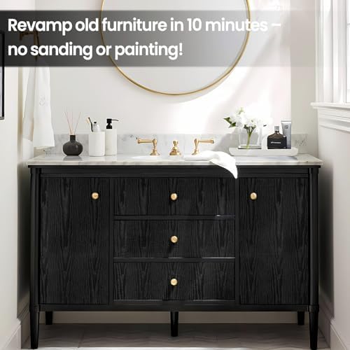COSNIGHT Black Peel and Stick Wallpaper, Wood Grain Contact Paper - Image 6