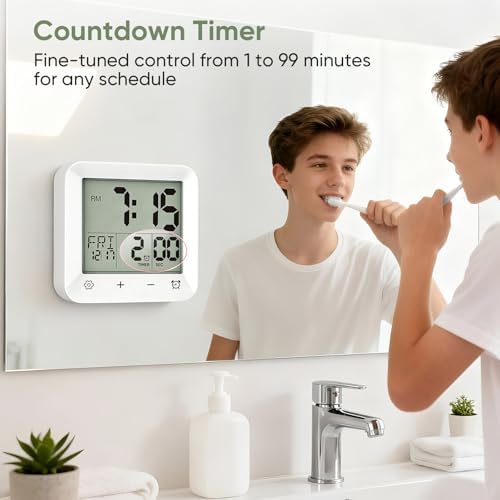 Bathroom Clock Waterproof Shower Timer, Digital Wall Clock - Image 3