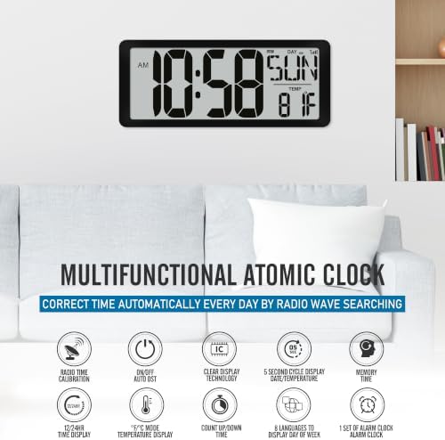 14.2" Large Atomic Digital Wall Clock - Image 7