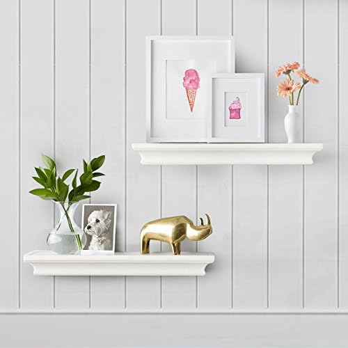 AHDECOR Modern White Floating Shelves, Sleek Wall Mounted Storage Solution by AHDECOR