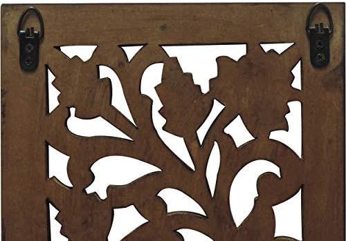 Benjara Hand Crafted Mango Wood Wall Panel, Rectangle Shape - Image 6
