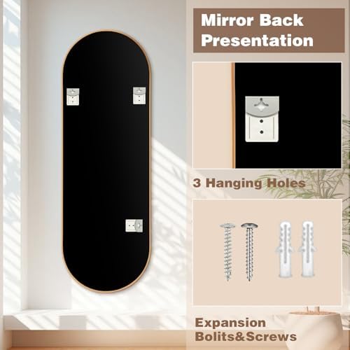 Niccy Oval Full Length Mirrors, Long Wall-Mounted Mirror - Image 3