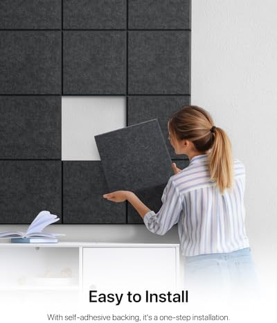 Soundsbay Self-Adhesive Soundproof Wall Panels 18 Pack 12"x12" Dark Gray - Image 6