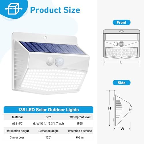 Peasur 1 Pack Solar Motion Sensor Lights Outdoor Waterproof - Image 6